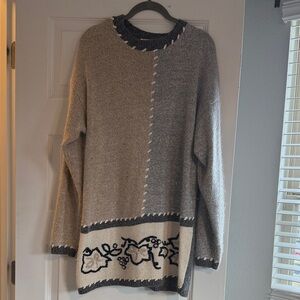Vintage De Rotchild Silk Angora Lambswool Blend Sweater Embroidered